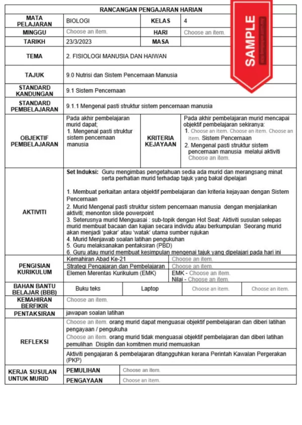 RPH Biologi Tingkatan 4 KSSM