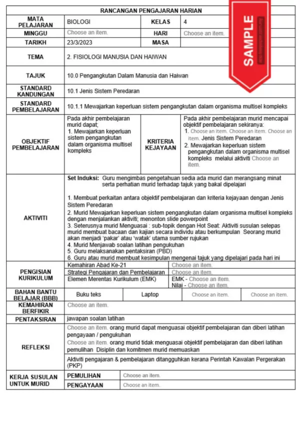 RPH Biologi Tingkatan 4 KSSM