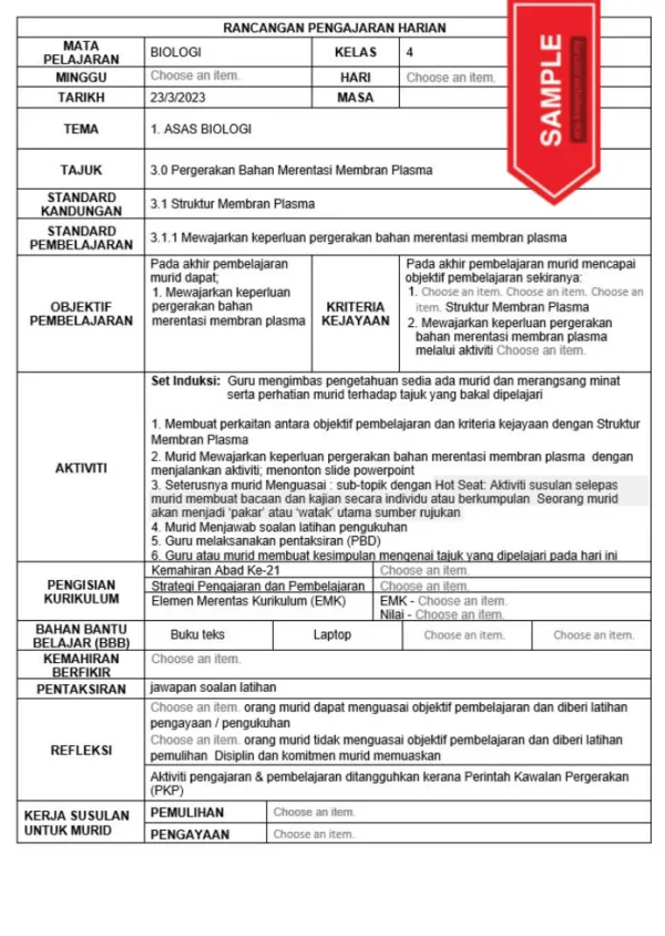 RPH Biologi Tingkatan 4 KSSM