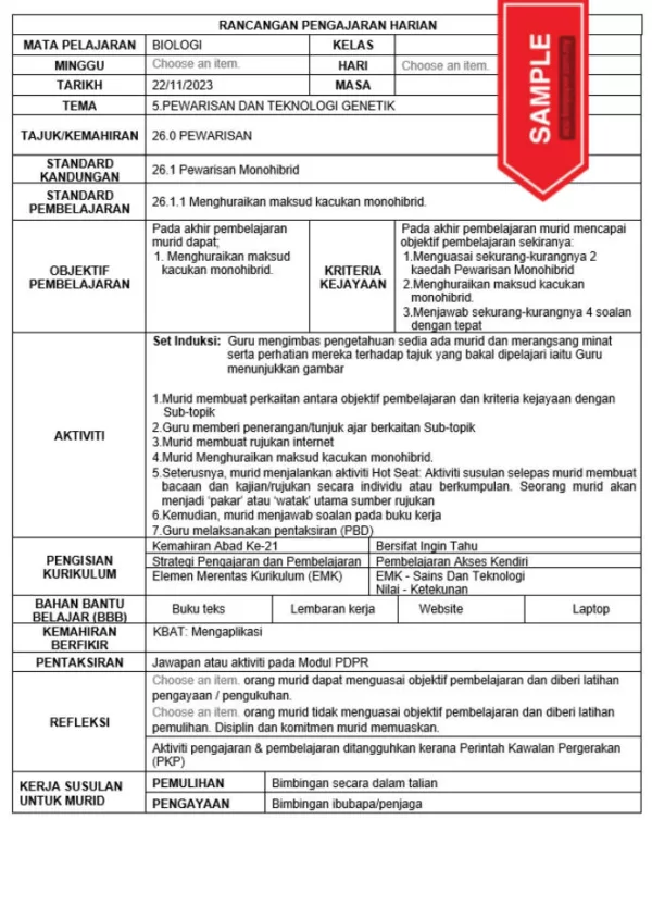 RPH Biologi Tingkatan 5 KSSM