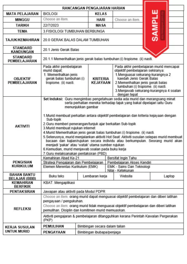 RPH Biologi Tingkatan 5 KSSM