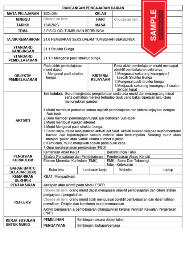 RPH Biologi Tingkatan 5 KSSM