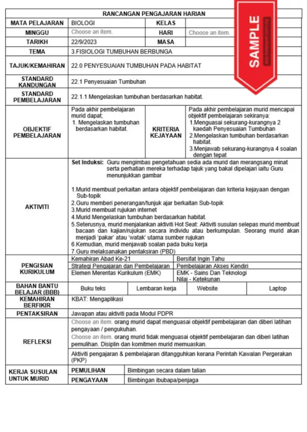 RPH Biologi Tingkatan 5 KSSM