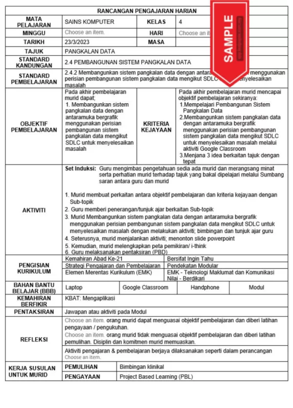 RPH Sains Komputer Tingkatan 4 KSSM