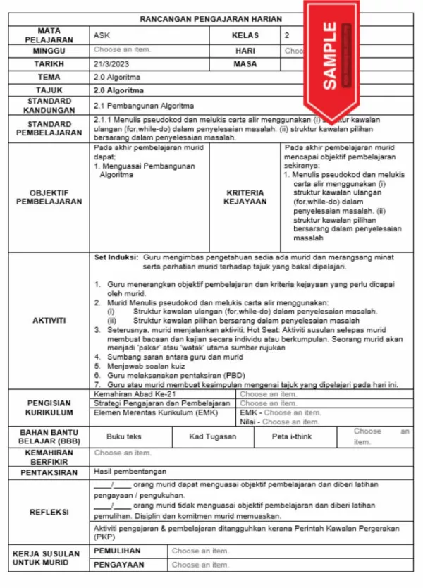 RPH Sains Komputer Tingkatan 2 KSSM