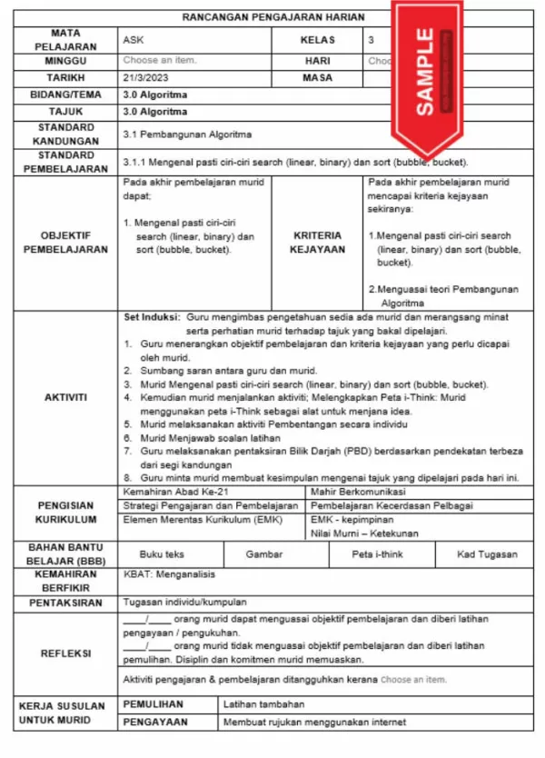 RPH Sains Komputer Tingkatan 3 KSSM