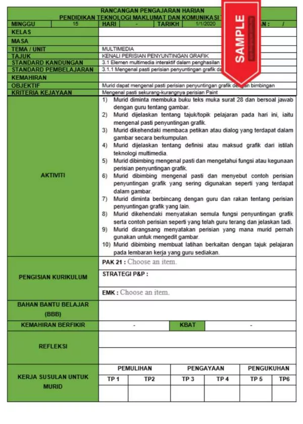 RPH dan RPT PPKI Teknologi Maklumat Komunikasi Tahun 6 TS25