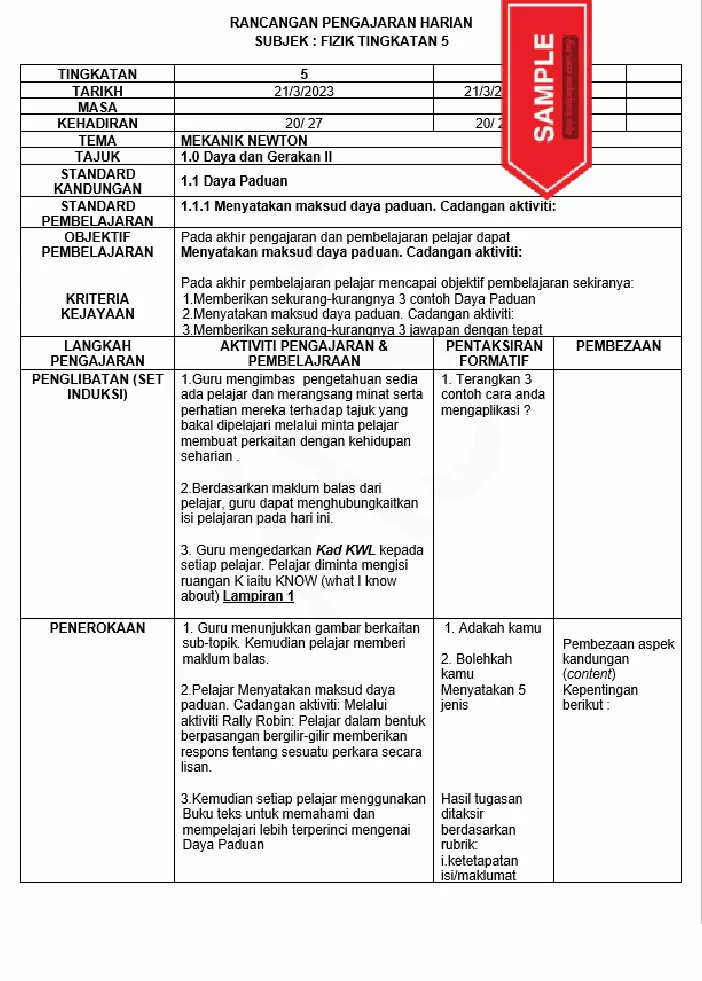 RPH Fizik Tingkatan 5 MRSM