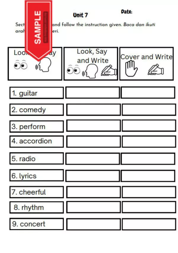 Nota dan Latihan Spelling English UASA