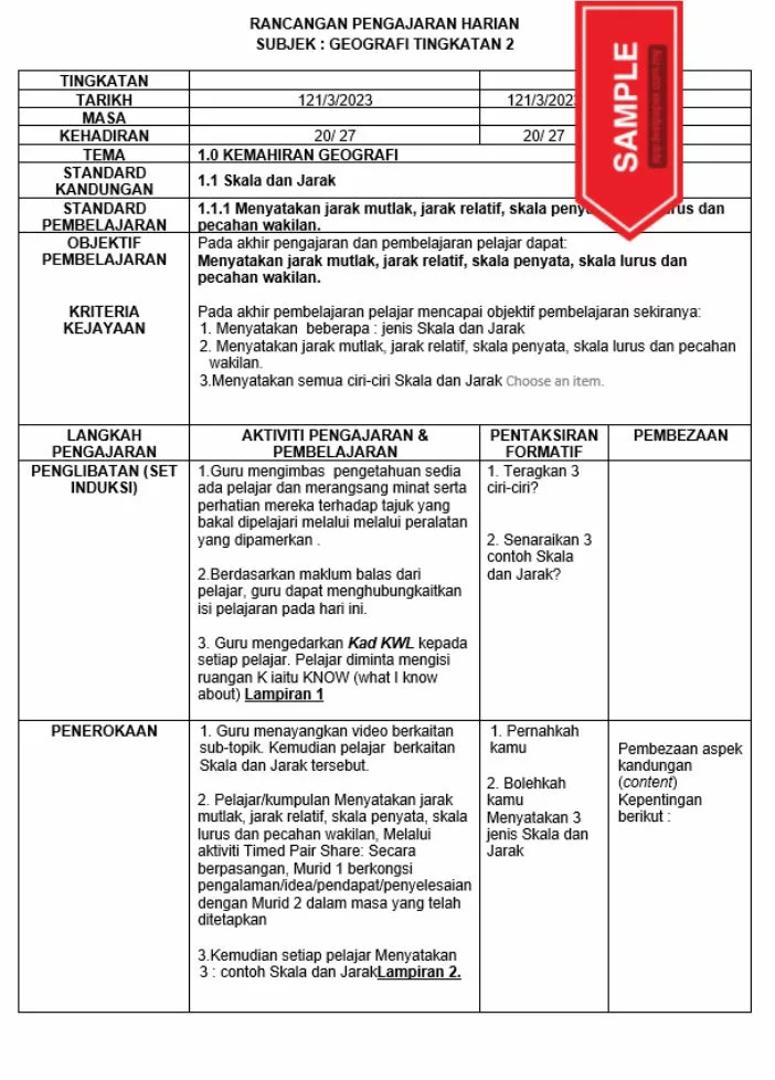 RPH Geografi Tingkatan 2 MRSM