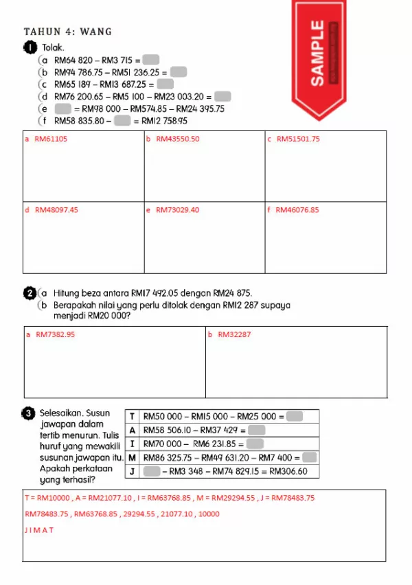 Soalan Latihan Buku Teks Matematik Tahun 4 KSSR