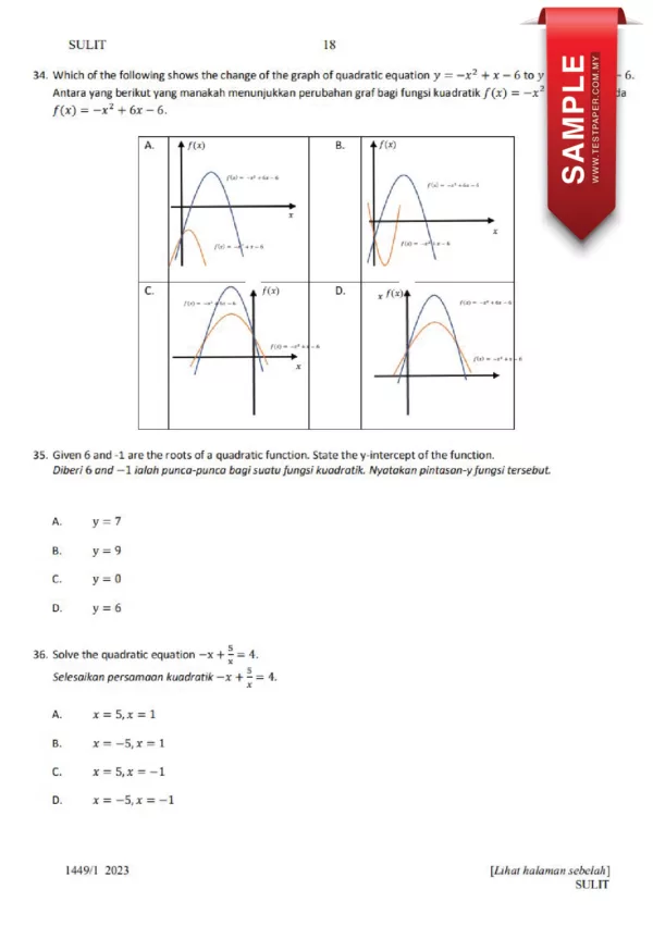 Soalan Latihan Matematik Bab 1-5 Tingkatan 4 DLP