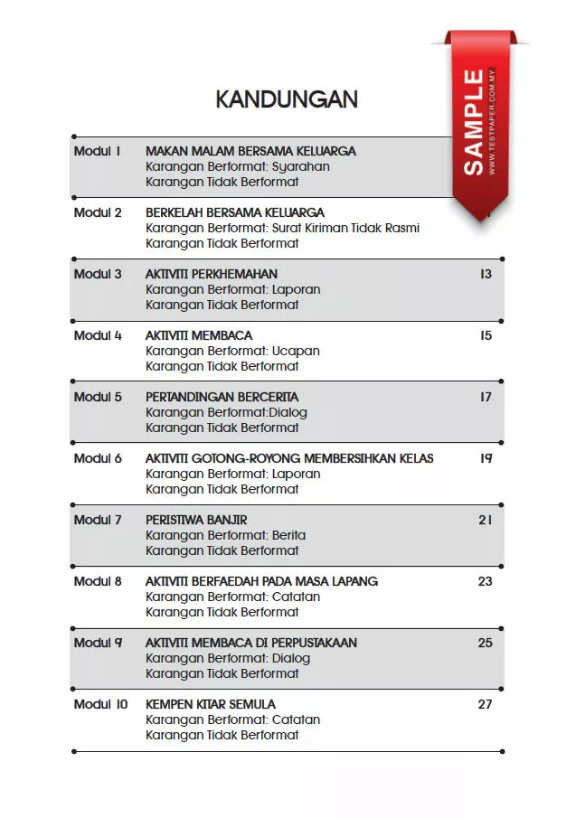 Soalan Latihan Penulisan Karangan Format BM Tahap 2