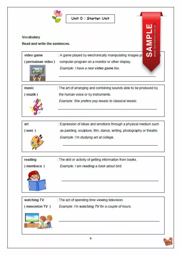 Latihan Vocabulary Bahasa Inggeris Tahun 5