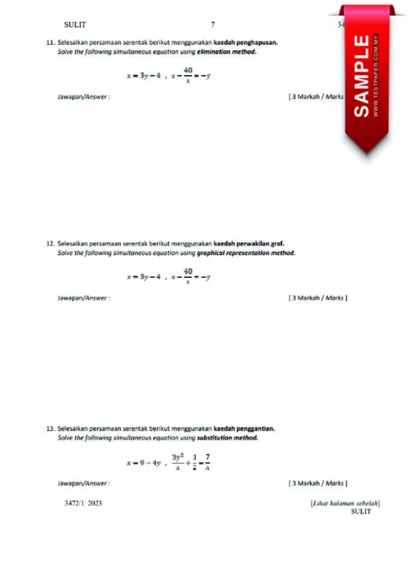 Soalan Ujian Matematik Tambahan Tingkatan 4 DLP