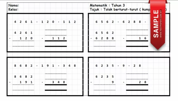 Soalan Latihan Asas Matematik Tahun 3