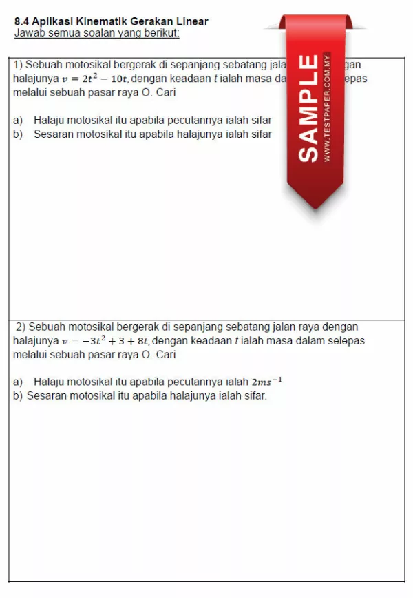 Soalan Latihan Matematik Tambahan Tingkatan 5 KSSM