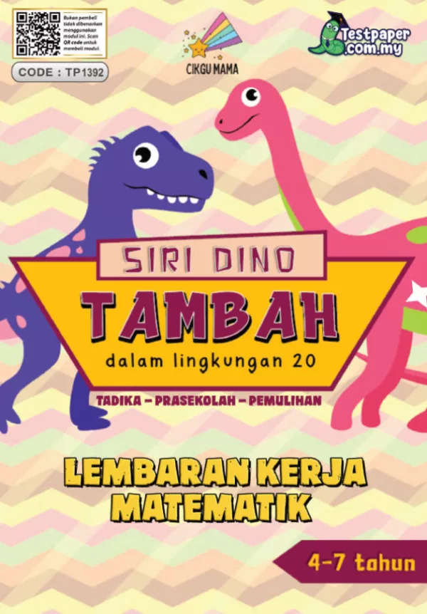 BBM Lembaran Kerja Matematik Tambah Tema Dinosaur