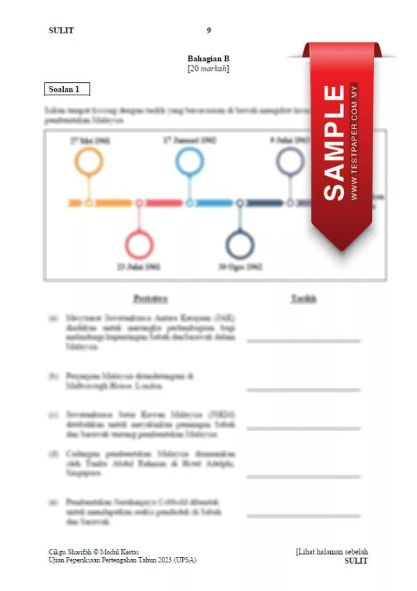 Soalan Ujian Pertengahan Tahun Sejarah Tahun 6 2023