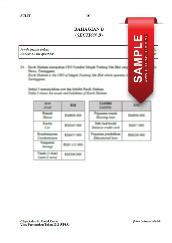 Soalan Ujian Pertengahan Tahun 6 2023-2024