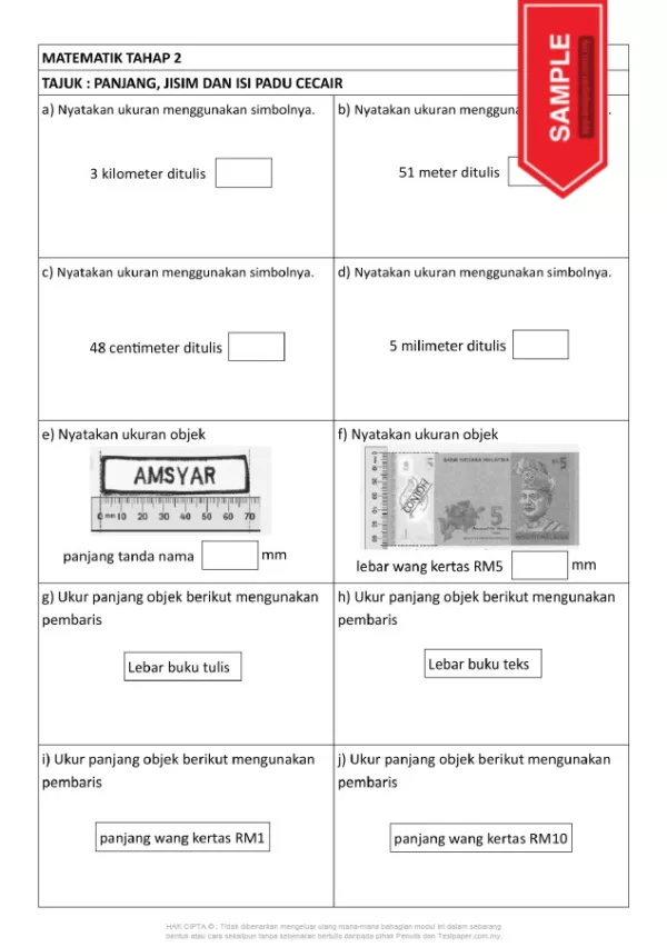 Download Latih Tubi Matematik Bab Panjang Jisim dan Isipadu Cecair Tahap 2 yang Quality