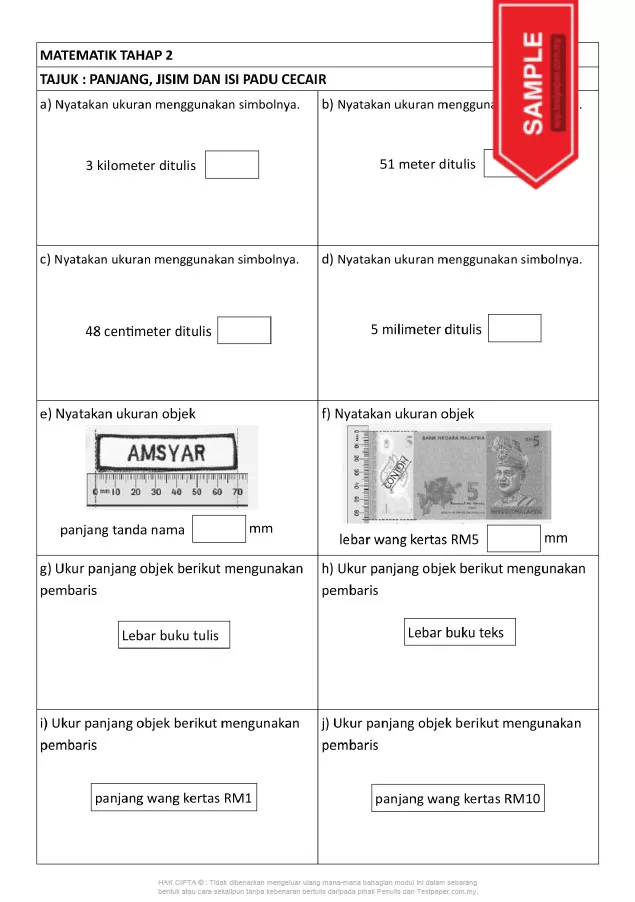 Download Latih Tubi Matematik Bab Panjang Jisim dan Isipadu Cecair Tahap 2 yang Quality