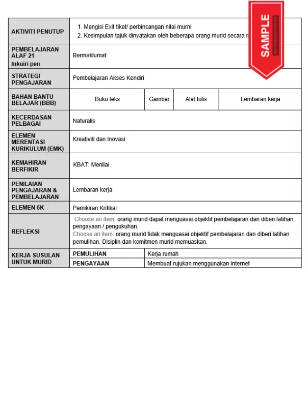 RPH Bahasa Melayu Tingkatan 4 TS25