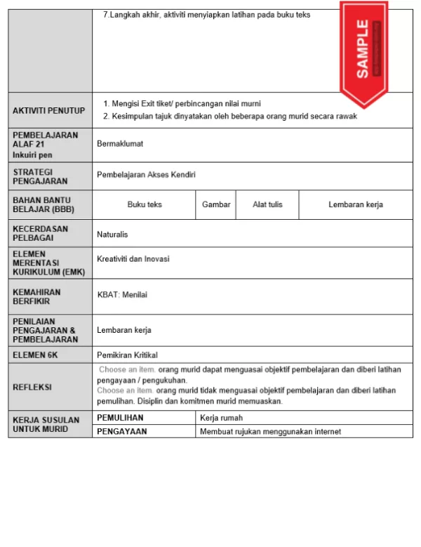 RPH Bahasa Melayu Tingkatan 4 TS25