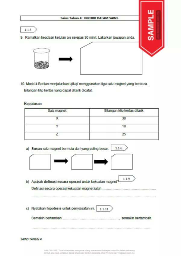 Soalan Latihan Sains Tahun 4 KSSR