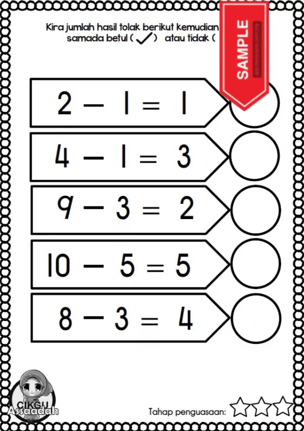 Soalan Latihan Matematik Operasi Tolak Prasekolah