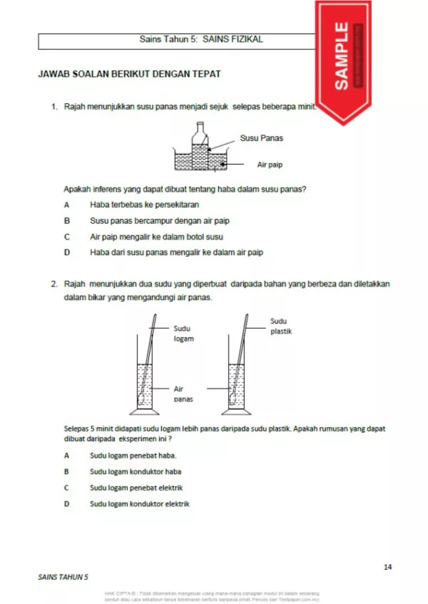 Soalan Latihan Sains Tahun 5 KSSR