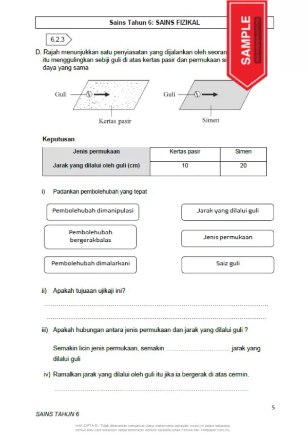 Soalan Latihan Sains Tahun 6 KSSR