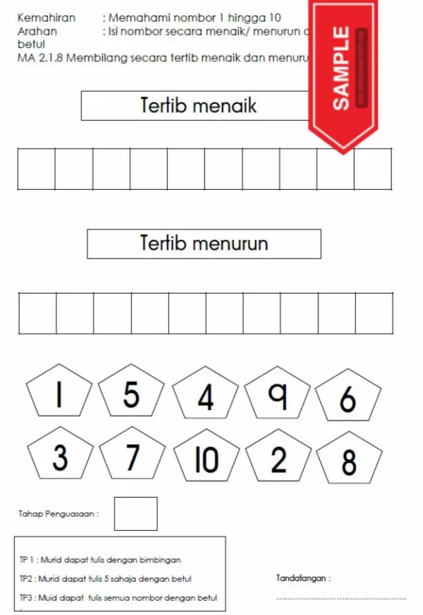 Latihan Pengukuhan 3M Aras 1 Prasekolah