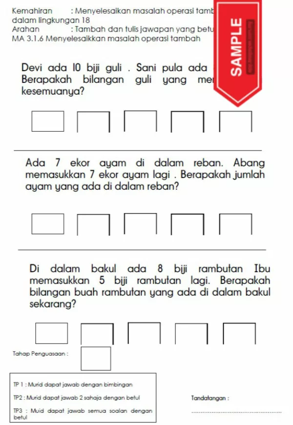 Intervensi Latihan 3M Aras 1-2 dan 3 Prasekolah