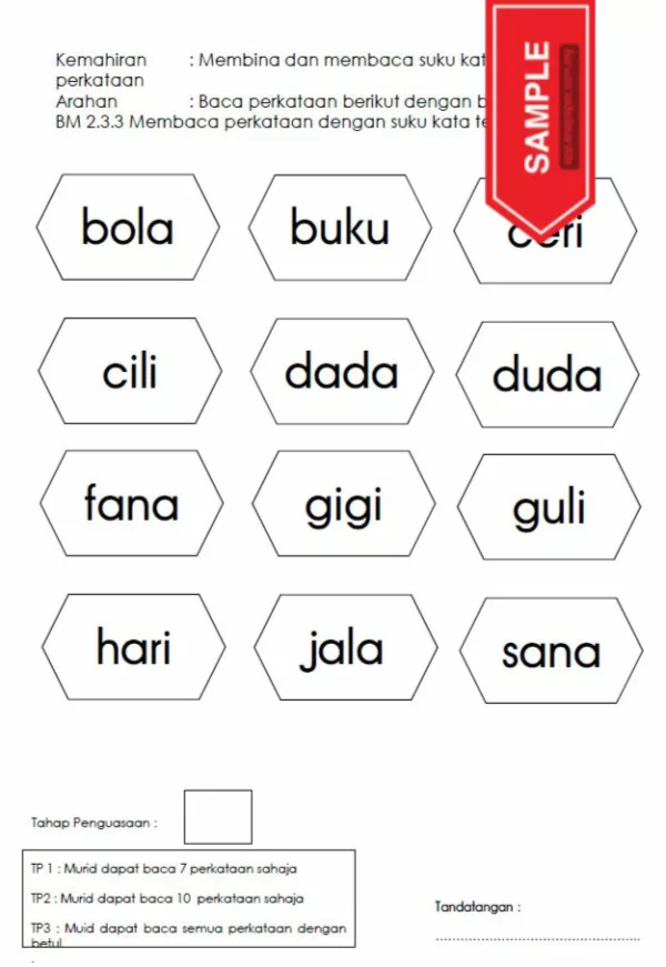 Intervensi Latihan 3M Aras 1-2 dan 3 Prasekolah