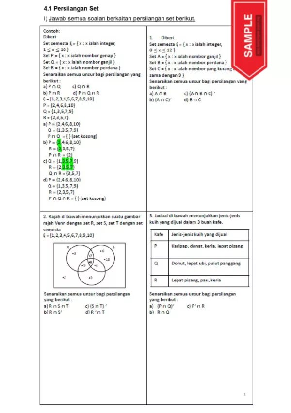 Soalan Latihan Peperiksaan Matematik Tingkatan 4