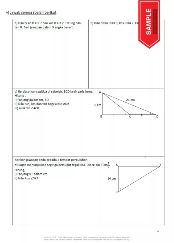 Soalan Latihan Matematik Tingkatan 3 KSSM Semua Bab