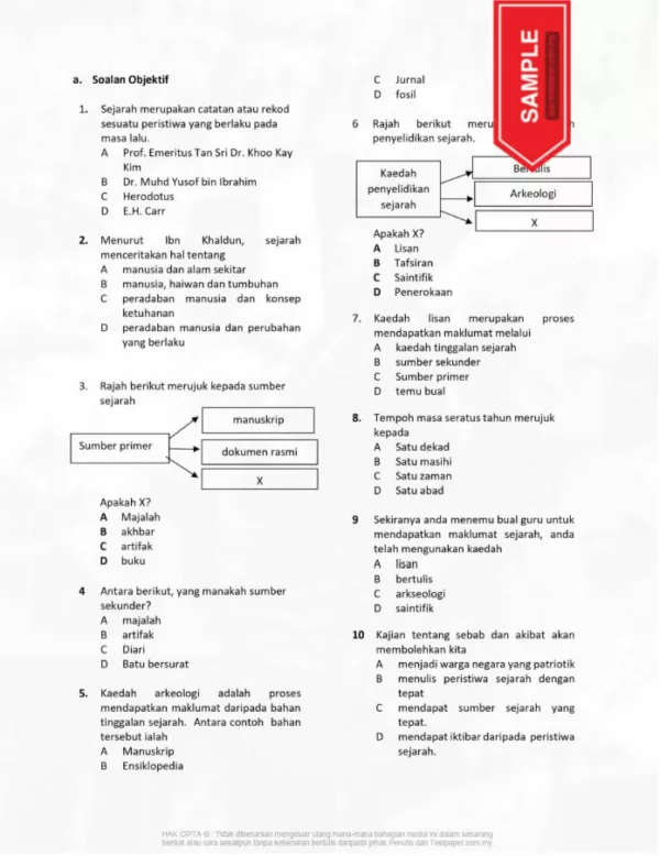 Himpunan Soalan Topikal Sejarah Tahun 4 KSSR