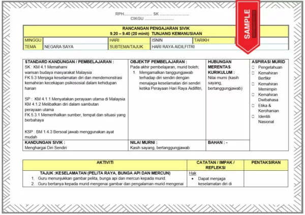 BBM Prasekolah Tema Hari Raya Aidilfitri