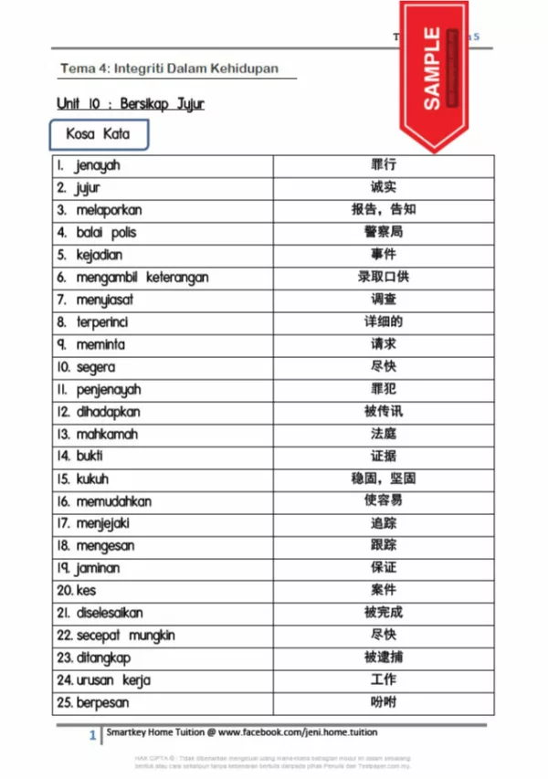 Soalan Latihan Bahasa Melayu SJKC Tahun 5