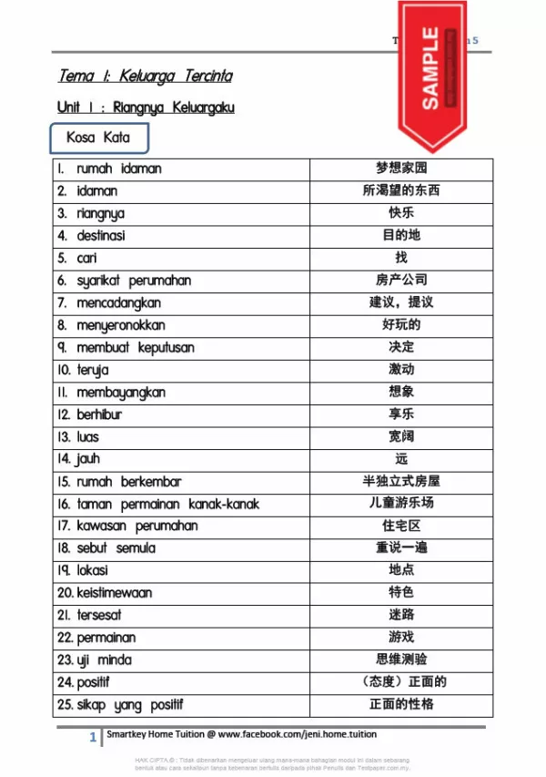 Soalan Latihan Bahasa Melayu SJKC Tahun 5