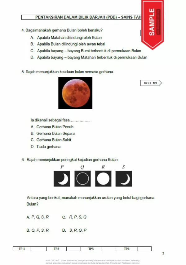 Soalan PBD Kuiz Sains Tahun 6 KSSR