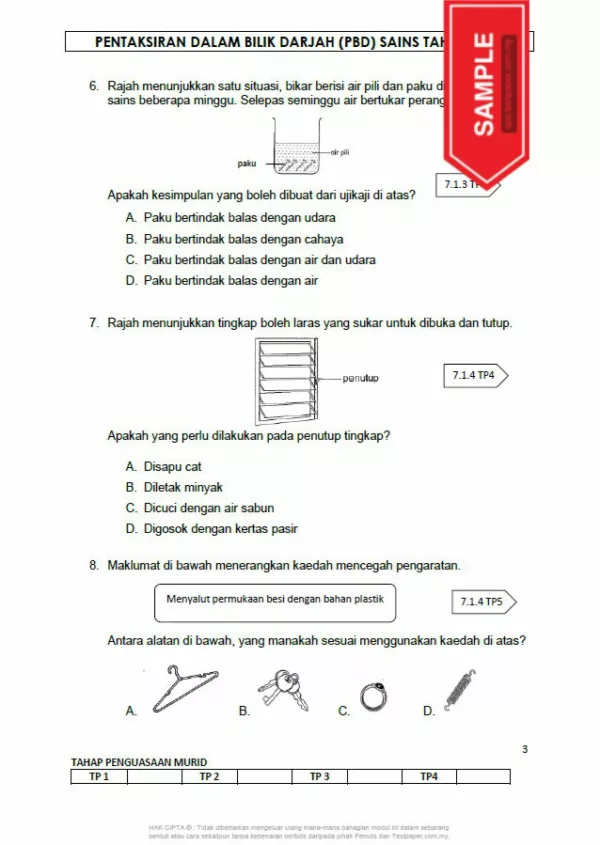 Soalan PBD Kuiz Sains Tahun 5 KSSR