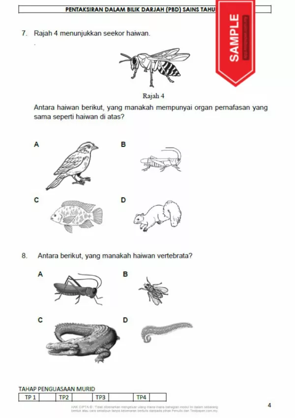 Soalan PBD Kuiz Sains Tahun 4 KSSR