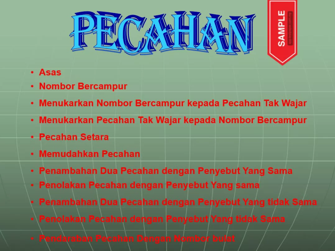 Nota Powerpoint Matematik Tahap 2 Bab Pecahan