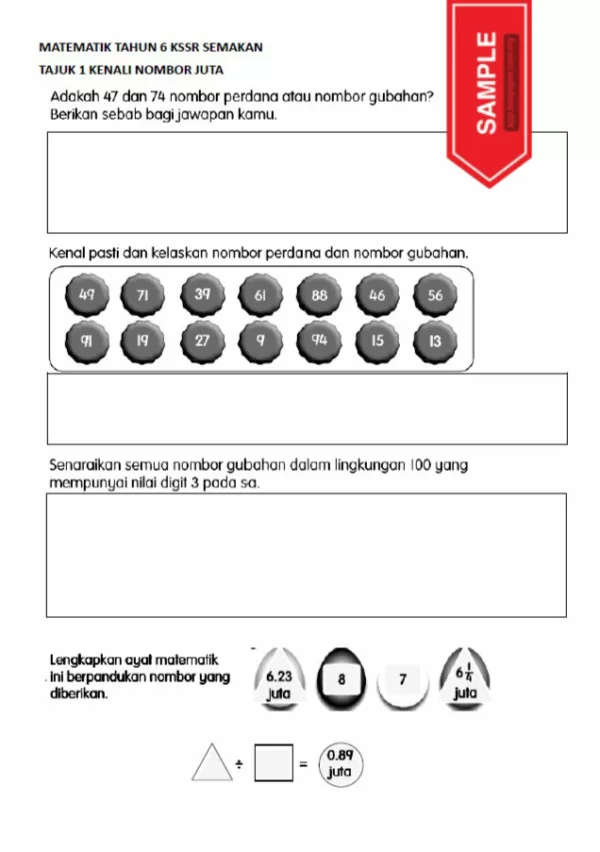 Soalan Latihan Buku Teks Matematik Tahun 6 KSSR