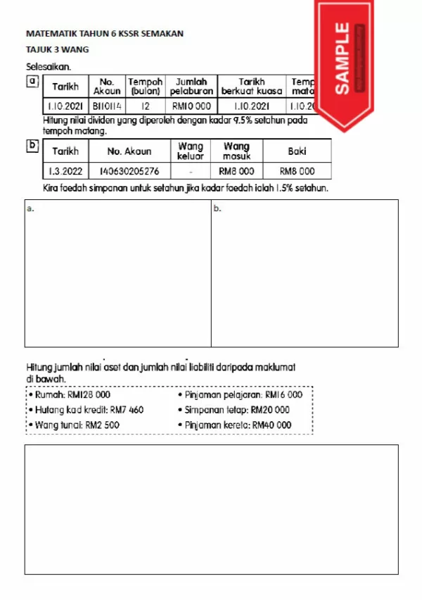 Soalan Latihan Buku Teks Matematik Tahun 6 KSSR