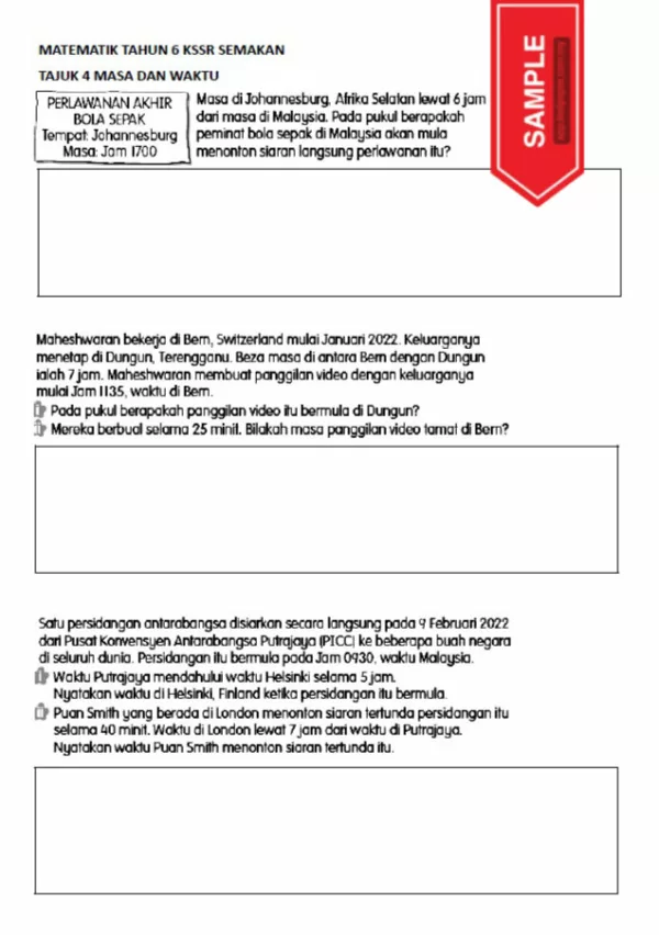 Soalan Latihan Buku Teks Matematik Tahun 6 KSSR