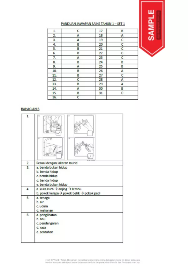 Soalan PBD Kuiz Sains Tahun 1 KSSR