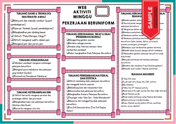 RPH dan Lembaran Kerja Prasekolah Tema Pekerjaan Beruniform